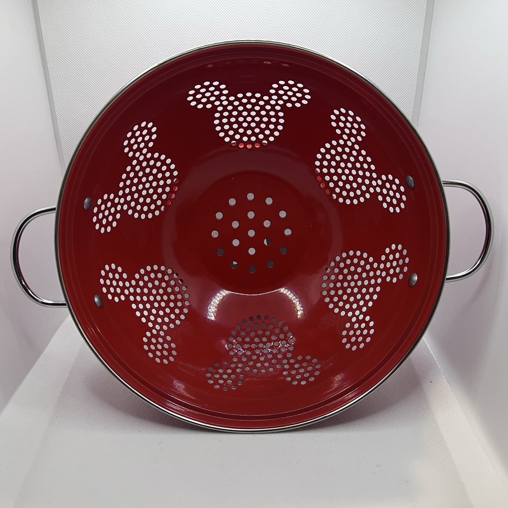 Disney Parks Mickey Mouse Icon Red Metal Colander NWT Kitchen Strainer